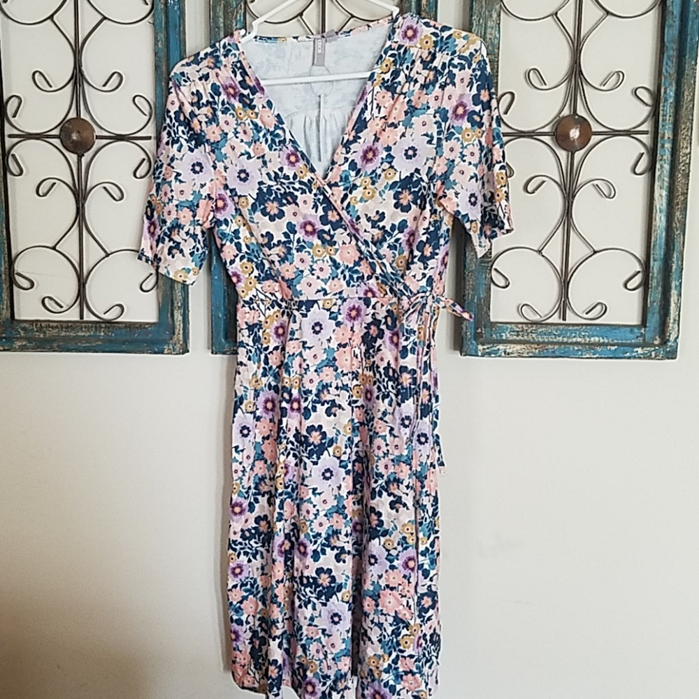 Maternity and nursing faux wrap dress